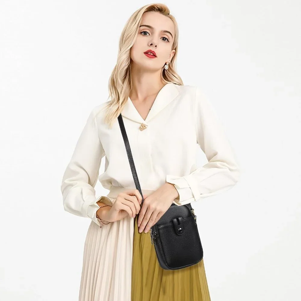 Women Y01 Black Phone Purse Crossbody Bags for Small Travel Wallet Touch Screen